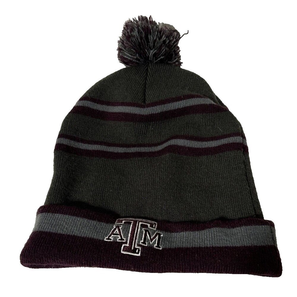 TEXAS A&M Beanie With Pom One Size Fits All Maroon And Gray 12th Man Stretch